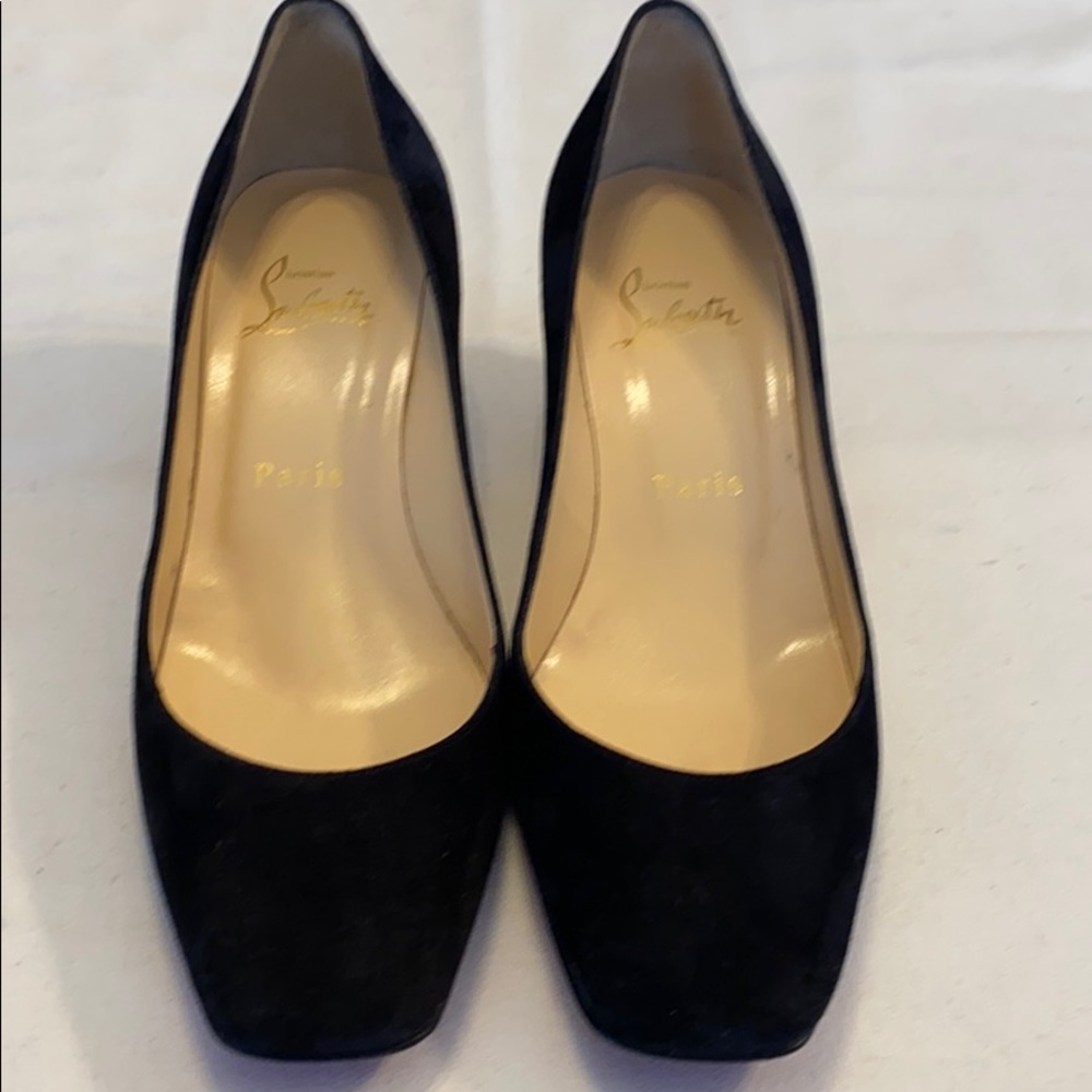 Christian Louboutin Sz-37 suede shoe, crystal heel